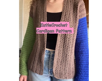 Crochet Cardigan ( small medium and large and extra large) pattern do it yourself diy easy USA instructions directions