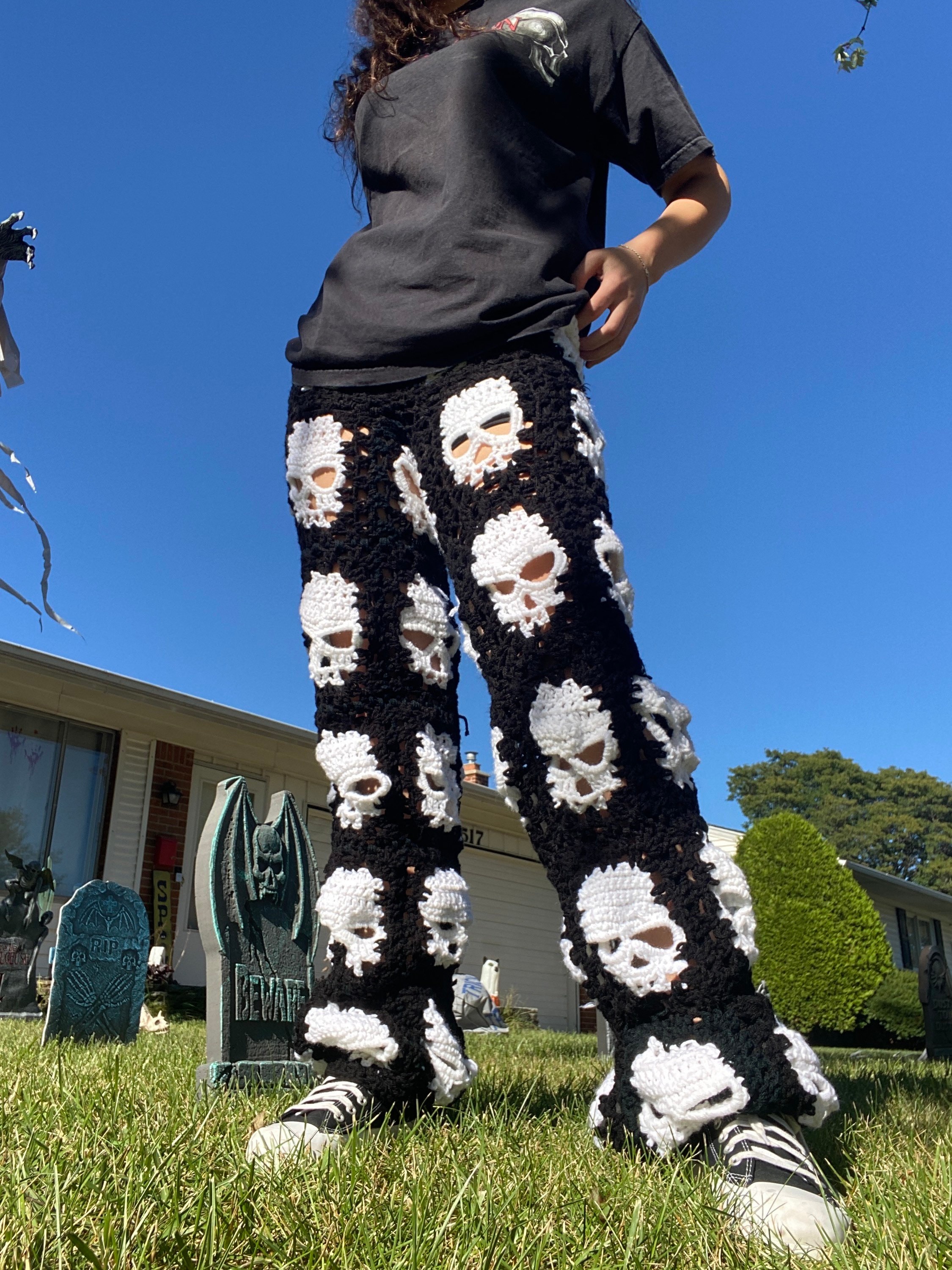 Handmade Crochet Skull Pants: Holey Granny Square Women's Small - Etsy
