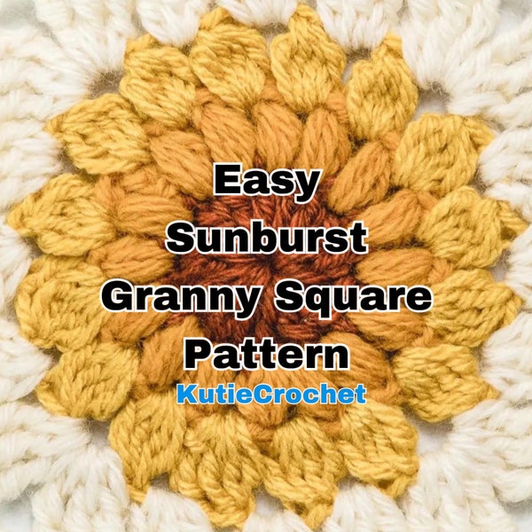 USA instructions- easy for intermediate skill Sunburst Granny Square Pattern, directions, diy, simple, do it yourself