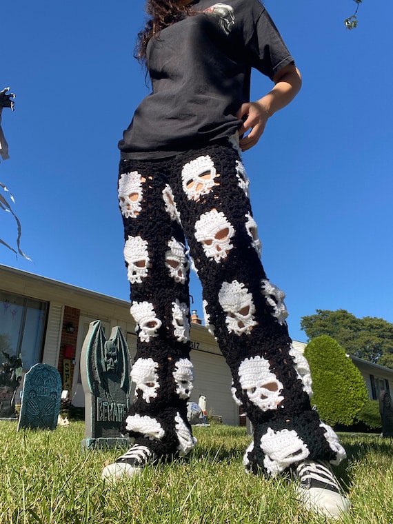 Handmade Crochet Skull Pants: Holey Granny Square Women's Small - Etsy