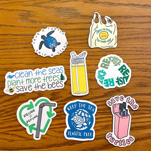 Eco friendly, Sea turtle, Recycling Stickers