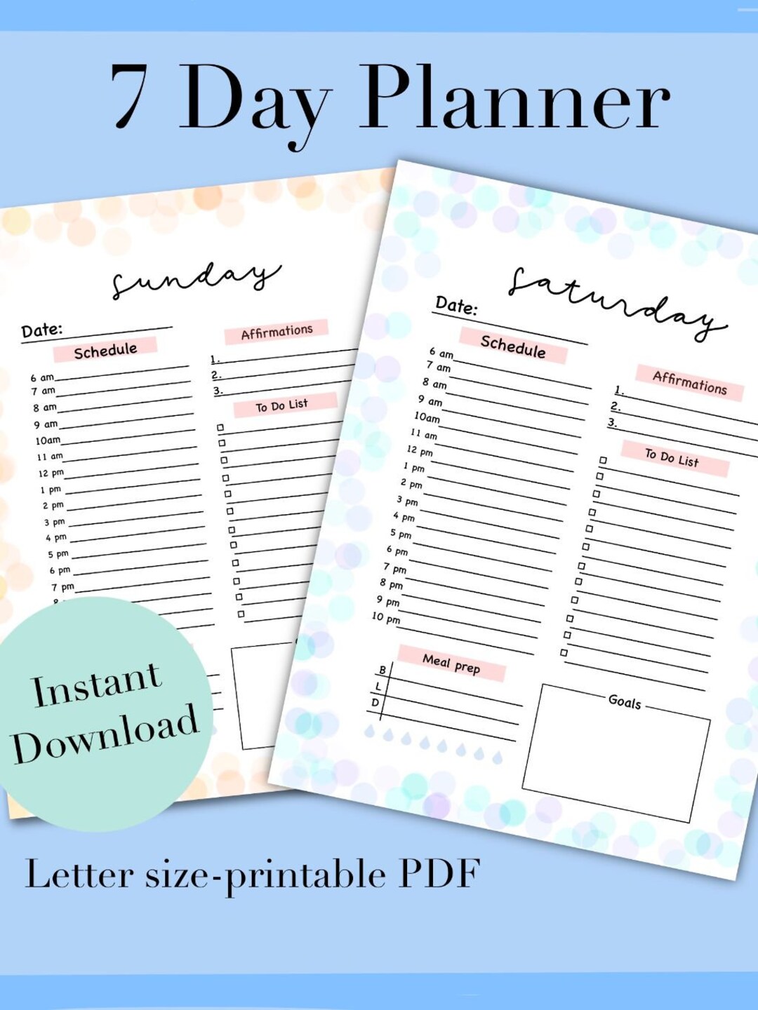 Daily Planner - Instant Digital Download - Etsy