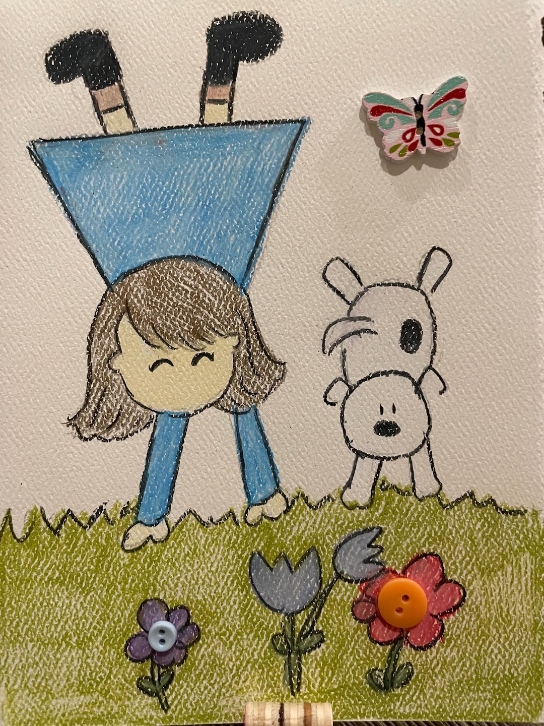Hand-drawn Embellished Handstand Buddies Blank Greeting Card ...