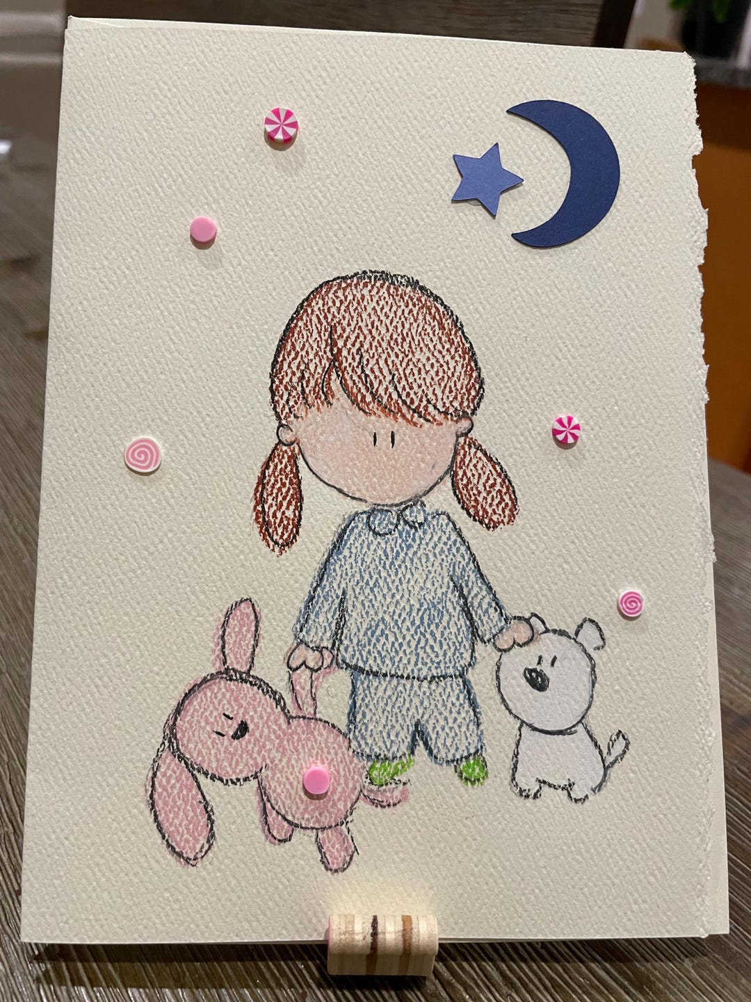 Hand-drawn Pajama Girl 2 Blank Greeting Card - Free Personalization ...