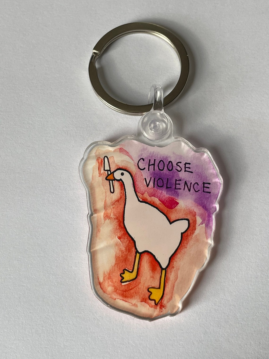 Choose Violence Goose Keychain Etsy