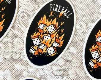 Bola de fogo | DnD, RPG, adesivo de mesa