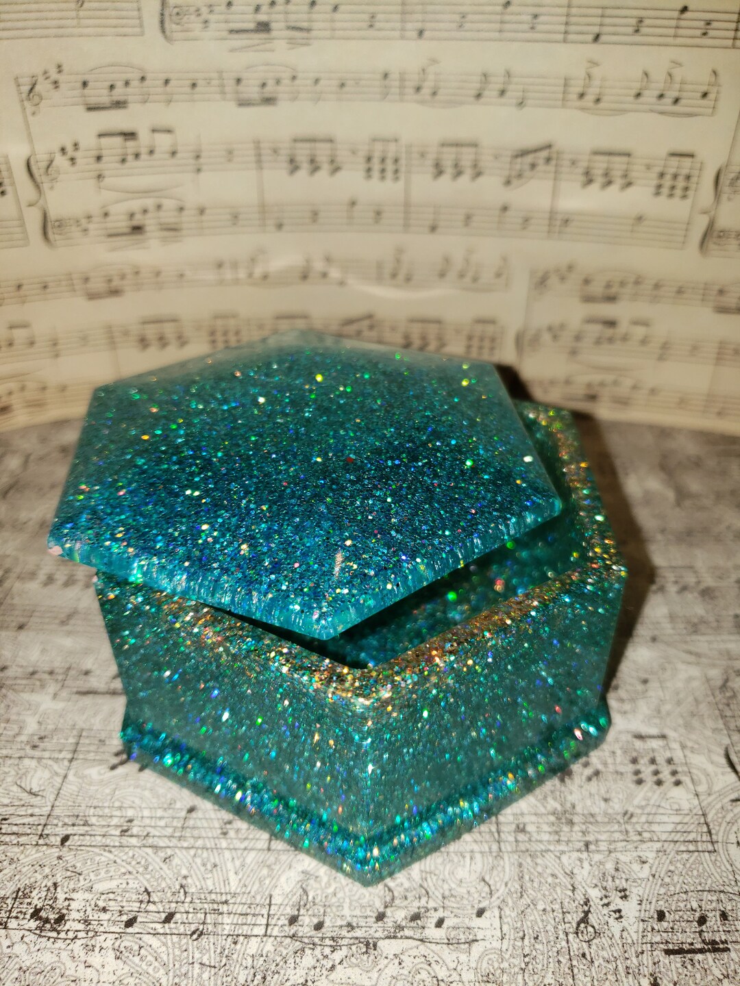 Blue Glitter Jewelry Box Etsy