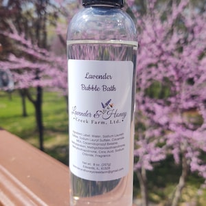 Lavender Bubble Bath - Liquid - Scented with Lavender Essential Oil - Relaxing Bath Aroma with organza bag