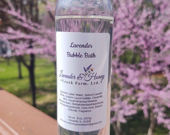 Lavender Bubble Bath - Liquid - Scented with Lavender Essential Oil - Relaxing Bath Aroma with organza bag