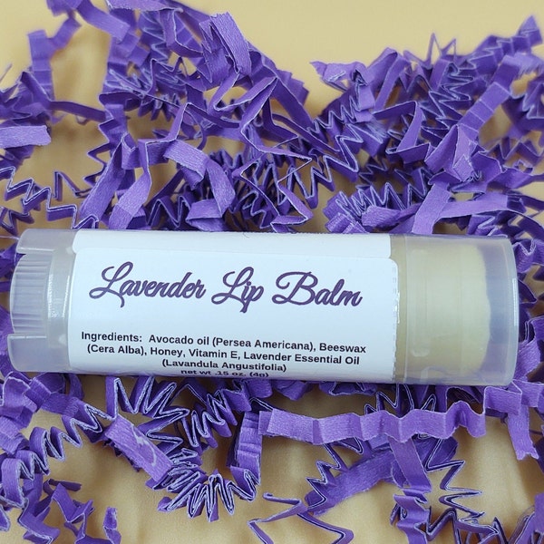 Lavender Lip Balm - Moisturizing and Smooth, Made with Natural Honey and Beeswax, and Lavender Essential Oil