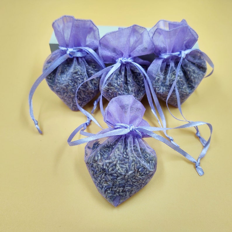 Lavender Sachets Set of 4 Purple Heart Sachets Filled With - Etsy