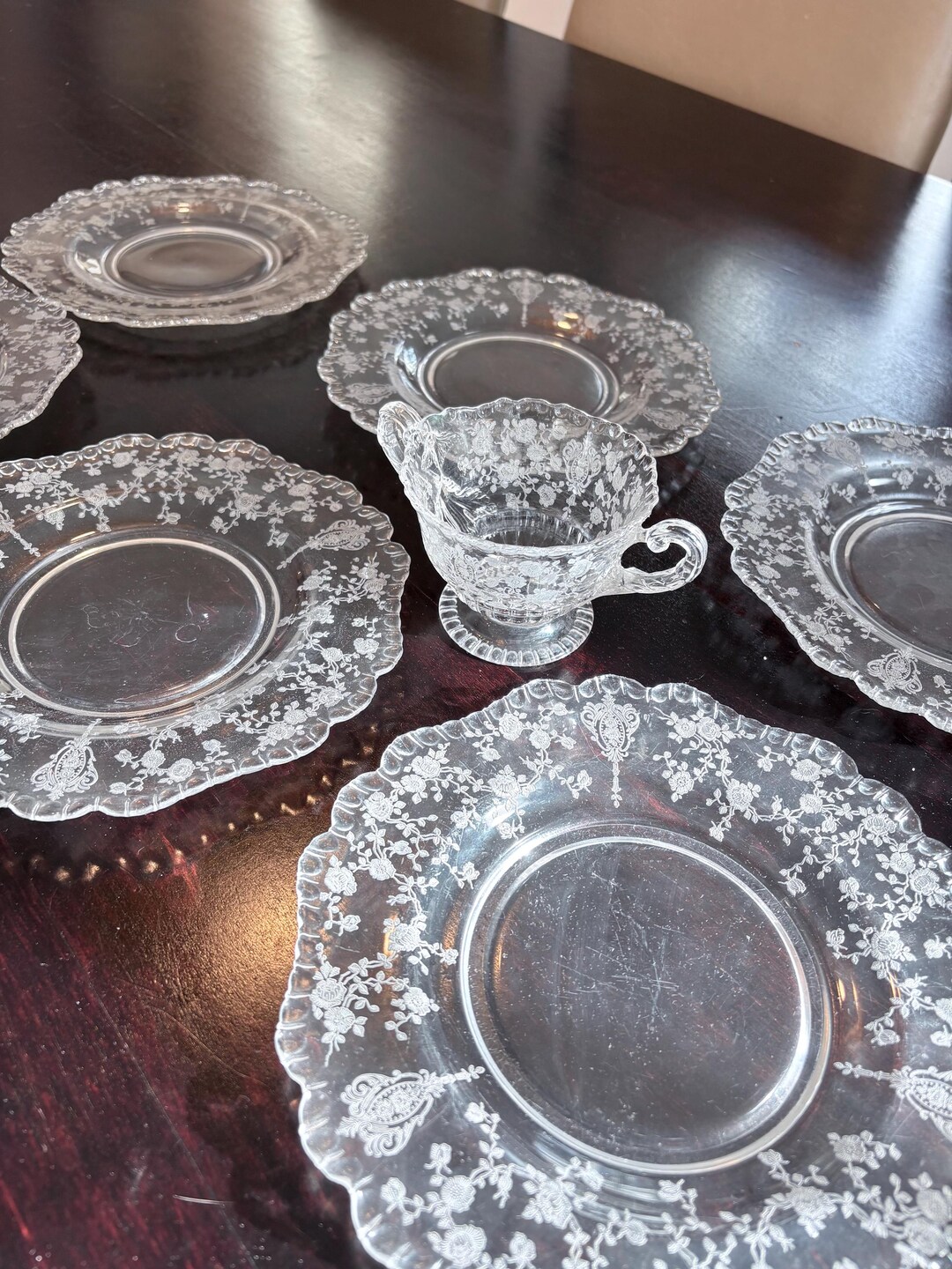 Vintage Cambridge Rose Point Crystal Set – Etched Floral Sugar Bowl ...