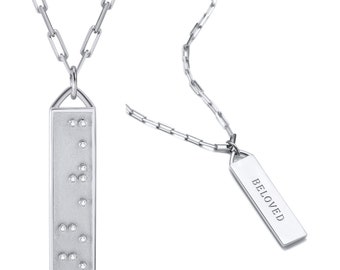 Touchstone BELOVED Reversible Bar Silver Necklace