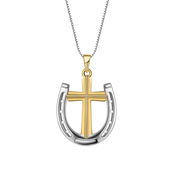 Dark Horse Riders Prayer Necklace Two-tone on silver chain