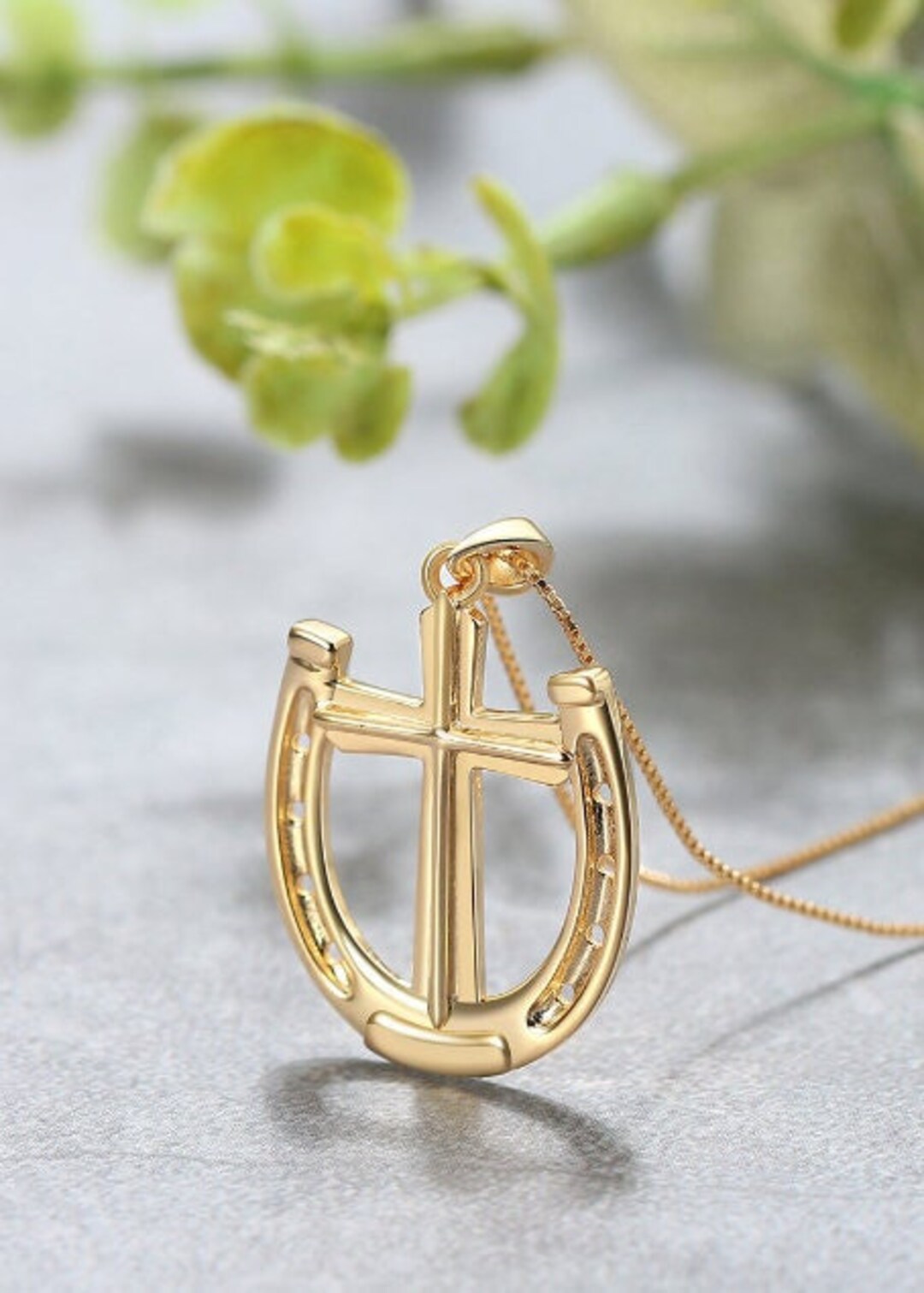 A Rider's Prayer Equestrian Horseshoe Cross Necklace Gold Etsy