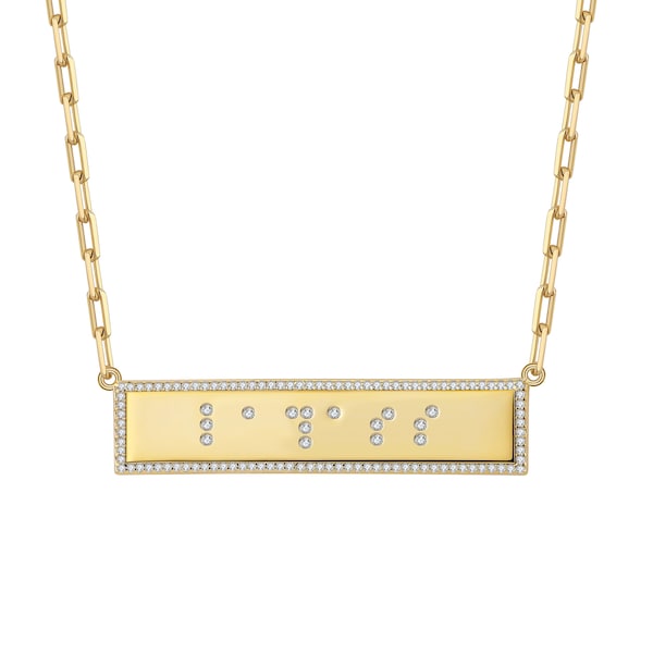 Touchstone BADASS Bling Braille Bar Necklace