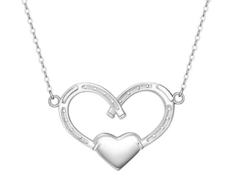 SALE Sterling Silver Heart Horseshoes Necklace – Equestrian Jewelry