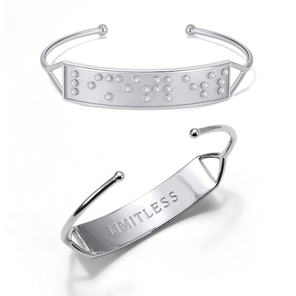 Touchstone LIMITLESS Reversible Hidden Messages Braille Inspired Silver Cuff Bracelet