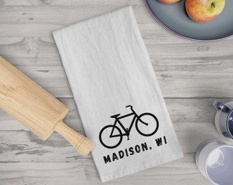 Madison Bike Kitchen Towel Madison WI Gift Housewarming Gift Madison WI