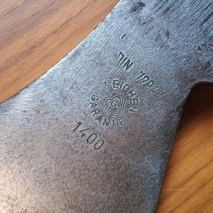 Rare &quot;3 EICHEN GARANTIE&quot; 1400 - Axe Head Splitting Felling - Germany Vintage 1940-60s