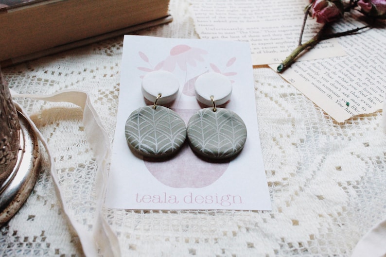 Polymer Clay Earrings Summer Earrings | Boho Earrings Statement Earrings Olive