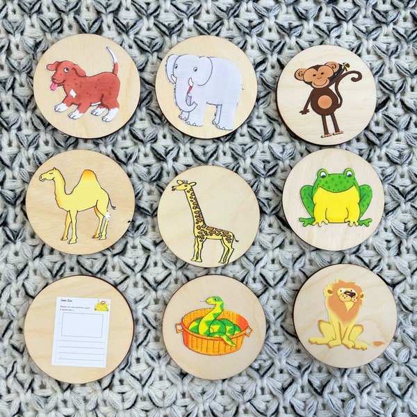 Dear Zoo Discs Wooden Story Set, Zoo, Story Telling, Imaginative Play, Reversible, Animals, Story, Make Believe, Book, Reading