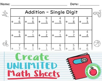 Addition Worksheet - Etsy