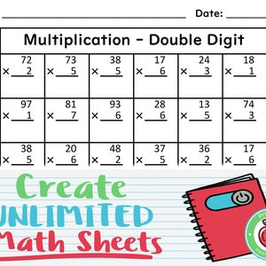 unlimited printable math worksheets 50 instant download etsy australia