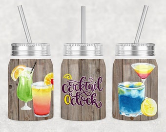 Diseño de sublimación para vaso "Cóctel en Punto" (descarga digital)