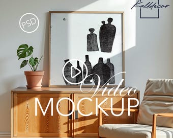 Maqueta de videowall cuadrado de mediados de siglo