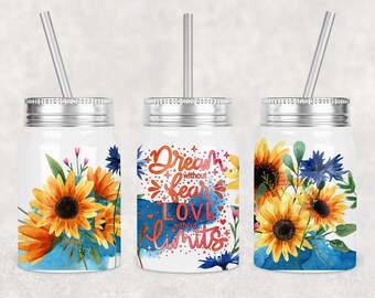 17 oz Mason Jar Tumbler Sublimation Plantilla de diseño Sunflower Dream Digital Instant Download PNG