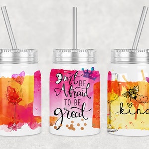 17 oz Mason Jar Tumbler Sublimation Design Template Motivational Quote Digital Instant Download PNG