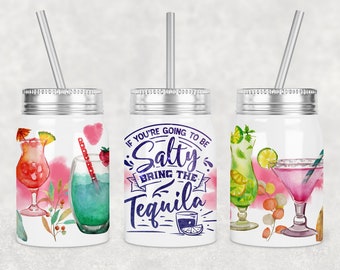 Diseño de sublimación para vaso Mason Jar "Tequila Lover" (descarga digital PNG)