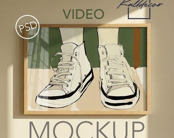 Maqueta de videowall con marco horizontal (PSD)