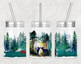 Diseño de sublimación para vaso de 17 oz "Moose Love Forest" (descarga digital)
