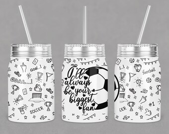Diseño de vaso de mamá futbolista, fanática más grande PNG (descarga digital)
