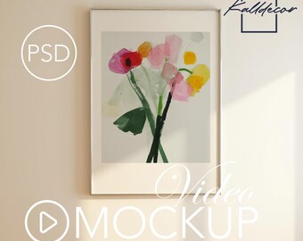 Maqueta de video con marco de póster, PSD minimalista de Photoshop, maqueta animada para artistas, Reel para Instagram y TikTok