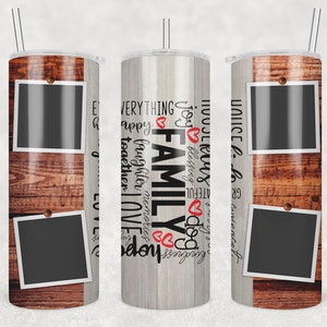 20 oz Skinny Tumbler Sublimation Design Template 4 Frames Family Portrait Straight Warped Design Digital Download PNG