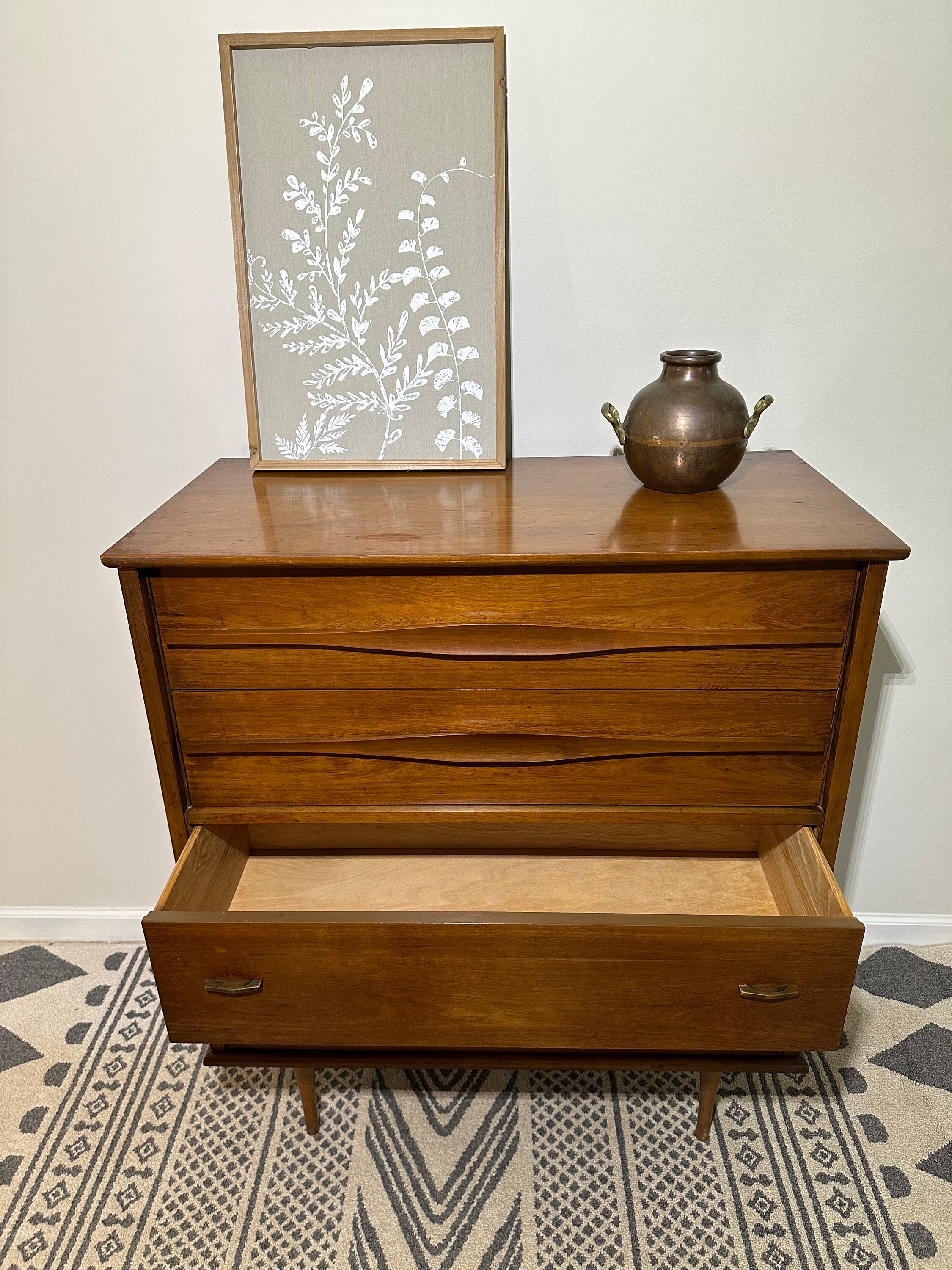 Mid Century Modern Tallboy Dresser // Vintage MCM Furniture // Living