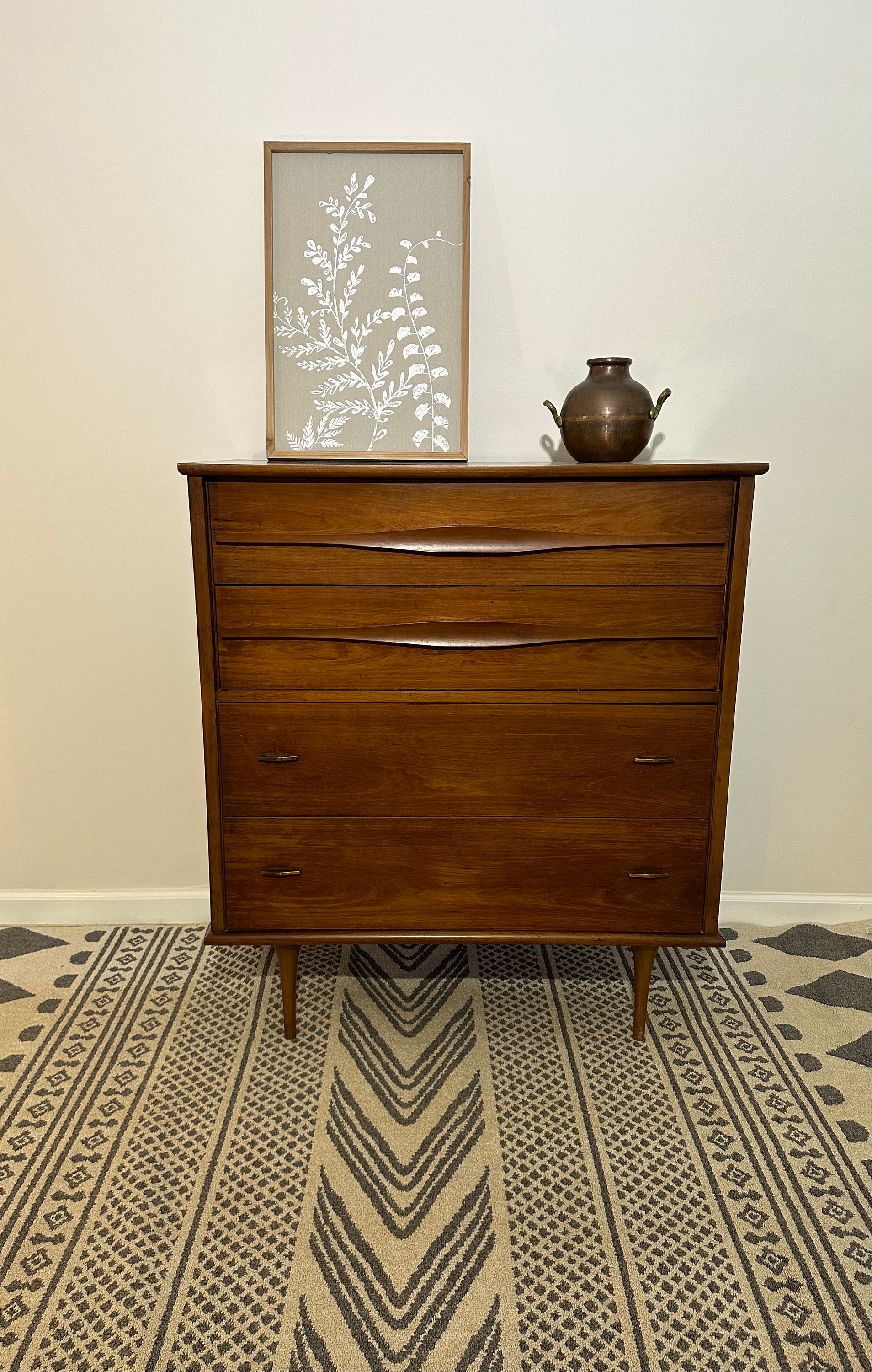 Mid Century Modern Tallboy Dresser // Vintage MCM Furniture // Etsy