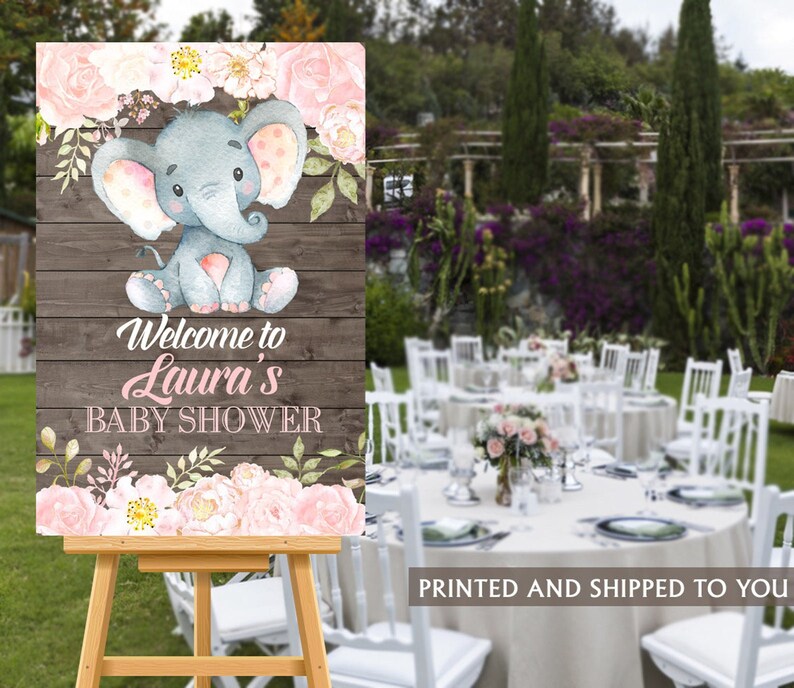 Pink Elephant Baby Shower Sign Baby Elephant Etsy Canada