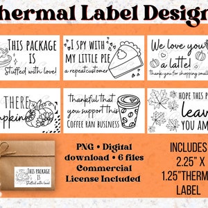 Thanksgiving Thermal Label Designs, Happy Mail, Thermal Label PNG, Packaging Stickers, Shipping Labels, Small Business Packaging PNG