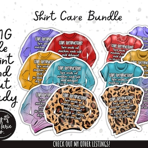 Imprimir e cortar cartão de cuidados com camisas, instruções de cuidados com camisas, instruções de lavagem, pacote de cartões de cuidados, cuidados com camisas de sublimação, pequenos cartões de visita