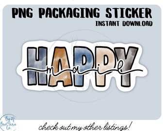 Happy Mail Sticker png, Packaging sticker png, Business Stickers, small business packaging, business sticker files, Cute Packaging design