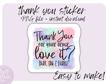 Thank You Sticker png, Review Sticker png, thank you packaging sticker, print and cut stickers, small business sticker png, small shop png