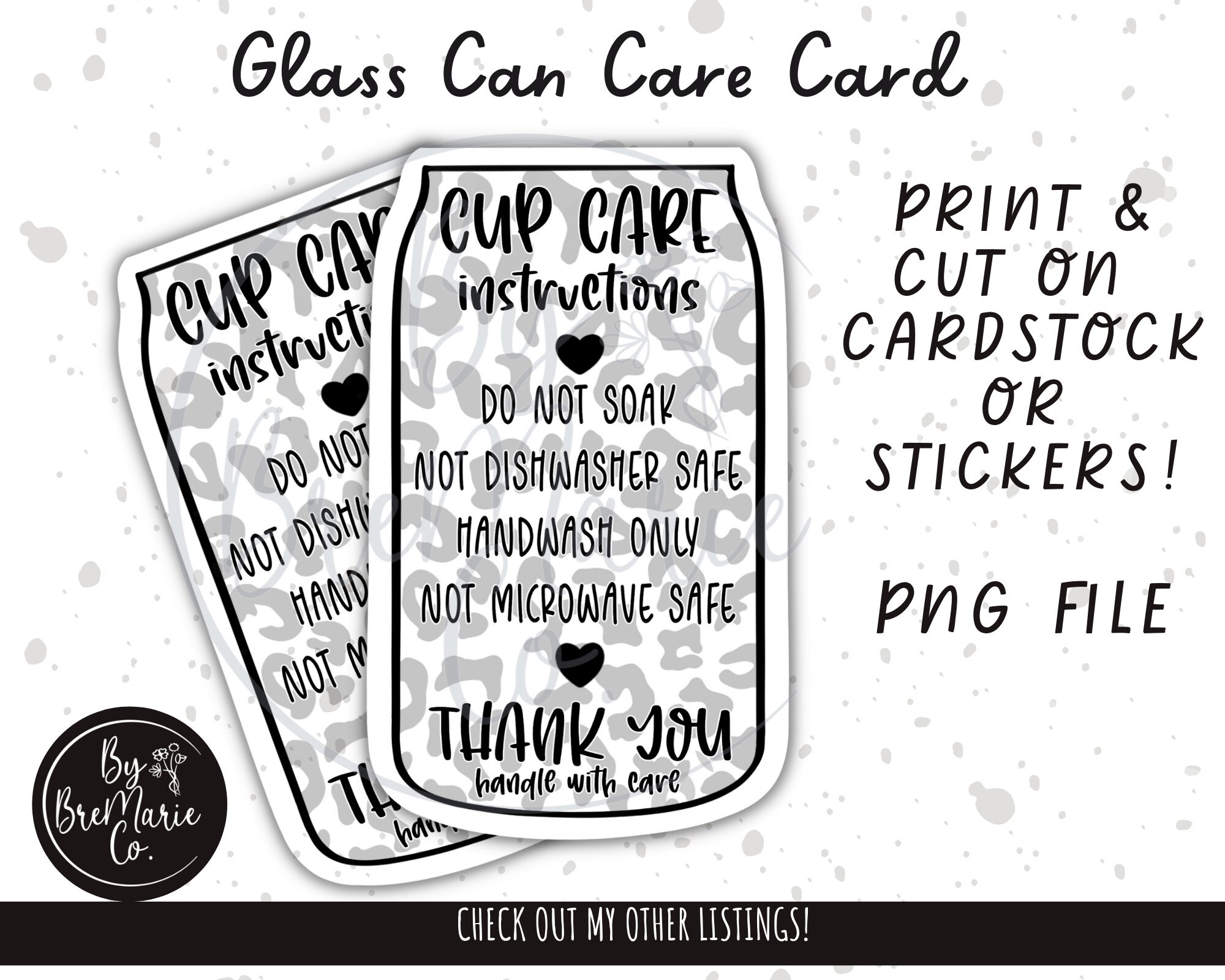 Libbey Glass Cup Care Card Glass Cup Care Instructions Stickers