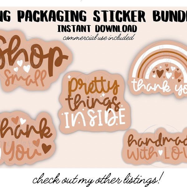 PNG Sticker Bundle, Shipping Sticker Bundle, Business Sticker PNG, Print and Cut Sticker Files, Cute Packaging Stickers, Printable Stickers