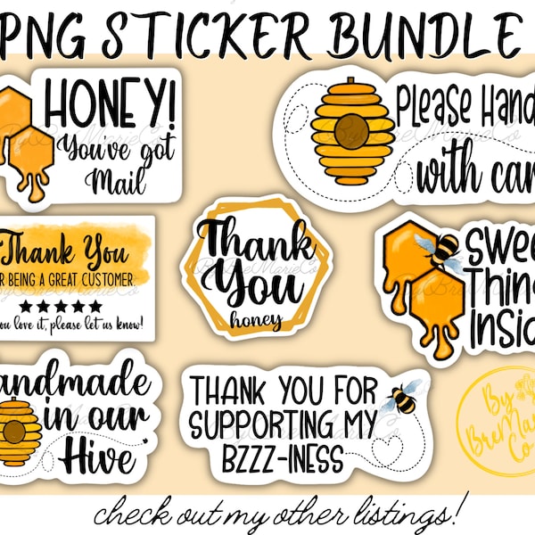 PNG Sticker Bundle, Shipping Sticker Bundle, Business Sticker PNG, Print and Cut Sticker Files, Cute Packaging Stickers, Printable Stickers