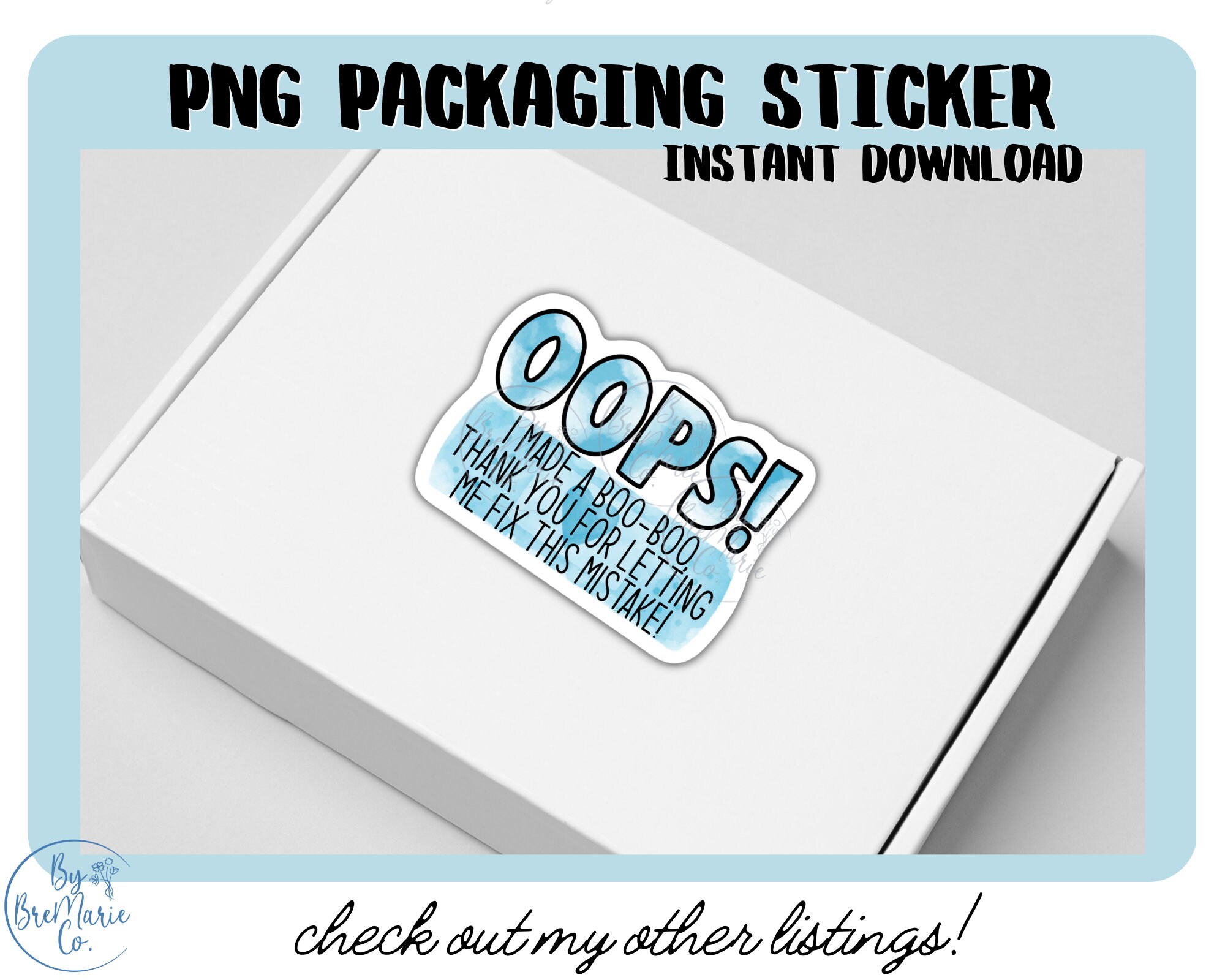 Oops Sticker Png, Fix Mistake Sticker Png, Packaging Sticker, Print and ...