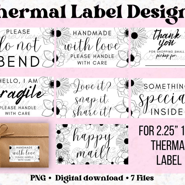 Thermal Label Designs, Happy Mail, Thermal Label PNG, Packaging Stickers, Shipping Labels, Small Business Packaging, Packaging Bundle